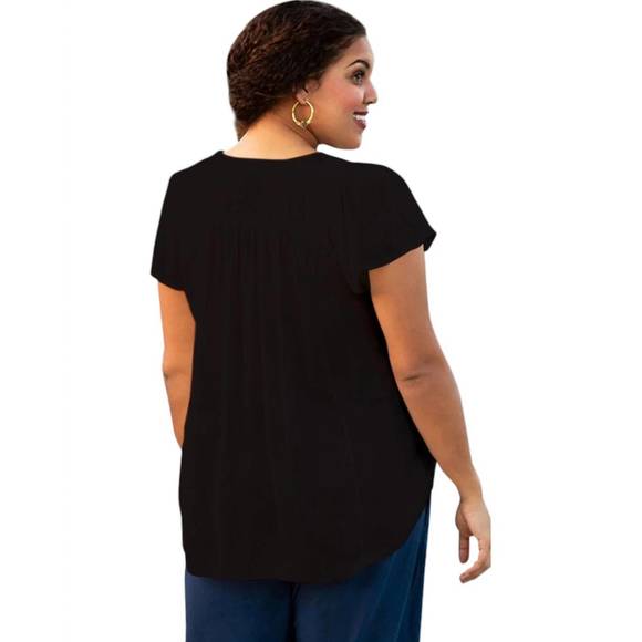 NEW ON THE PLUS SIDE karla embroidered blouse - plus in black - Picture 3 of 3
